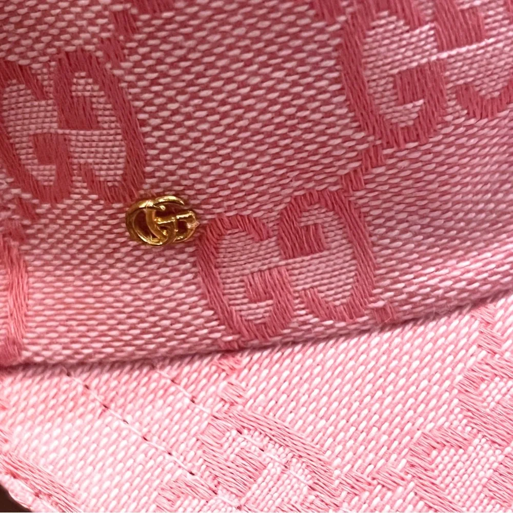 Gucci Pink GG Monogram Canvas Cotton Baseball Cap Hat - Picture 6 of 10
